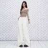 Pantalones de mezclilla blancos segmentados de cintura alta sin elasticidad para mujer, nuevo modelo de principios de otoño 2026, pantalones rectos casuales adelgazantes con una bonita caída