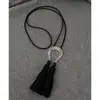 Colar Longo com Borla de Ferradura Esculpida, Nicho Europeu e Americano, Novo Estilo Chinês, Estilo Étnico, Personalizado, Artesanato Pesado, Corrente de Suéter em Forma de U Vintage