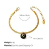 Moda Europea y Americana Colorido Colgante Redondo con 26 Letras Inglesas, Pulsera de Cadena Hueso de Serpiente Plana, Joyería de Nicho Chapada en Oro de 18 Quilates