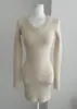 Moda Coreana Outono Inverno Casual Gola Sexy Slim Fit Petite Malha Suéter Vestido Bodycon Cinza