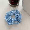 Anillo para el cabello de intestino grueso de cuadros azules para niña, simple, elegante, de lunares, floral, dulce, para atar el cabello
