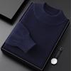 Camisa de punto de cuello medio alto de algodón con granos para hombre, suéter interior cálido de manga larga que combina con todo, ropa informal de negocios para hombre