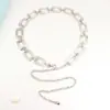 Cadena de cintura para mujer, cinturón decorativo fino, simple y versátil, combina con vestidos, cadena de hierro estilo étnico plateado, cinta para falda con borla