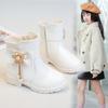 Botas para Meninas 2026 Outono e Inverno Nova Moda Botas de Princesa para Crianças Maiores, Botas Martin para Crianças com Lã, Botas Curtas de Couro para Meninas