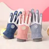 Guantes de Ciclismo de Otoño e Invierno para Niños, Ciclismo al Aire Libre con Felpa Adicional, Cálidos, Cortavientos y a Prueba de Frío, Palma Resistente al Desgaste y Antideslizante