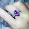 Brisa da Noite Anel Feminino de Moissanita Colorida em Forma de Gota de 2 Quilates Prata Banhada a Ouro Diamante Dedo Atacado Cor Venda Quente Novo Estilo