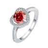 Anillo de Plata de Ley S925 con Moissanita Anillo Calado en Forma de Corazón para Mujer Anillo de un Quilate Incrustado con Diamantes de Colores