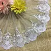Largura 18cm renda de gaze branca bordado renda cortina vestido de noiva acessórios de vestuário DIY tecido para decoração de casa