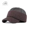 Gorros de Invierno de Alta Calidad para Hombre con Protección para Cuello y Orejas, Gorras de Béisbol Cálidas de Cuero PU, Gorros de Punto para Personas de Mediana Edad y Mayores