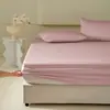 Juego de cama de satén de algodón puro 100% de fibra larga de Xinjiang, clase A: sábana bajera, funda de almohada, colcha de algodón puro de color liso, protector de colchón