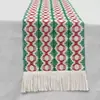 Camino de mesa nórdico simple y lujoso de algodón y lino con bloqueo de color y borlas, mantel largo para decoración de mesa de té festiva, venta al por mayor