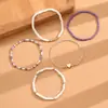 Pulseira de Contas de Arroz Nova Moda Transfronteiriça Europeia e Americana Acessórios de Metal Coração de Pêssego Conjunto de Pulseiras de Cinco Peças Multicor Juvenil para Mulheres