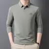 Camiseta de Manga Larga Waffle Daddy de Seda de Hielo Transfronteriza Perfecta para Primavera y Otoño, Polo con Cuello para Hombre, Camiseta para Hombre de Mediana Edad