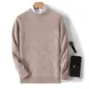 Suéter nuevo de lana con cuello medio alto, de doble hebra, engrosado, corte holgado, tejido casual de invierno, suéter de cachemira para hombre
