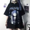 [Fontes europeias e americanas] Camiseta feminina Shopeewish estilo gótico punk Street bad girl