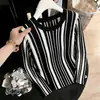 ¡Un disparo real! ¡Un disparo real! Camiseta básica de punto de manga larga a rayas blancas y negras para Otoño/Invierno 2026, suéter ajustado, top adelgazante