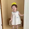 Vestido de Verano para Niñas 2026 Estilo Coreano Lindo Dibujo Animado Sin Mangas Delgado Tipo Camiseta Vestido de Princesa para Bebés