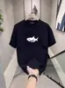 Camiseta Americana Estilosa Bad Boy de Algodão Puro Pesado com Estampa de Tubarão para Homens, Camiseta de Verão Gola Redonda Solta de Manga Curta