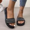 Sandalias de playa para mujer, de talla grande, con suela suave y estilo informal, de comercio exterior, a la moda, con diamantes de imitación, para verano de 2024