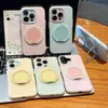 Soporte Giratorio de Bloques de Color Macaron Adecuado para Funda de Teléfono Apple 18 Pro Max, Funda Simple de Gelatina para Chicas 17/16