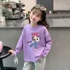 Camiseta super fofa de manga comprida para meninas, outono, algodão puro, nova roupa de desenho animado 2026, camiseta básica para meninas, roupa de outono para crianças