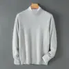 Nuevo Suéter Casual de Punto Plano 100% Lana para Hombre Otoño e Invierno Calibre 12 Cuello Semi-Alto Estilo Old Money Versátil