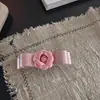 Pinza de resorte para el pelo con diseño de flor de camelia elegante estilo coreano y lazo tridimensional para niñas