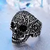 Steel Warrior Joias Europeias e Americanas Atacado Anel Masculino de Caveira Esculpida em Aço Titânio Anel de Dedo Exagerado Personalidade