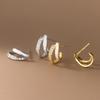 Nalan S925 Plata Esterlina Aretes de Doble Capa con Diamantes y Línea Curva Estilo Ins Diseño Nicho Aretes M03531