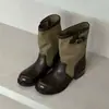 Botines estilo Western de patchwork retro, nueva colección verano/otoño 2026, tacón grueso, suela de plataforma, botas Martin, botines estilo británico, botines sencillos para mujer