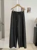 KEKEZOON Pantalones Casuales de Otoño Invierno de Cintura Alta con Cordón Mochi para Mujer, Adelgazantes, con Caída, Rectos de Pierna Ancha, Largos 9137