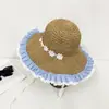 Novo Chapéu de Palha com Renda para Mulheres Verão Praia Litoral Férias Aba Larga Chapéu de Proteção Solar Chapéu de Palha Dobrável