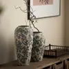 Nuevo Jarrón Cerámico de Peonías Estilo Chino con Aplique, Jarra de Cerámica de Lujo de Gama Alta, Decoración para el Hogar de Casas de Huéspedes, Decoración para Arreglos Florales, Flores Secas