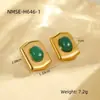 Moda Europea y Americana Nicho Retro Exagerados Pendientes de Acero Inoxidable Chapados en Oro de 18K Ágata de Imitación Pendientes Geométricos Elegantes Joyería