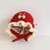 Touca de Tricô com Babado de Florzinha para Bebê Outono/Inverno Unissex Crianças Touca de Lã para Bebê Primavera/Outono Chapéu de Princesa Pulôver