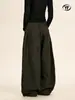 Pantalones Anchos Elásticos de Cintura Retro para Mujer Yongfang, Marca de Moda Holgados de Caída Casual, Versátiles de Color Sólido Pierna Recta Ropa de Trabajo Largos