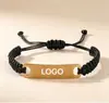 Comercio Exterior Transfronterizo DIY Pulsera Acero Inoxidable Grabado Placa Curva Cuerda de Mano Regalo para Pareja Tejido a Mano Al por Mayor