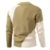 2026 Suéter de Tricô Gola Redonda Masculino Outono/Inverno Transfronteiriço Malha Moda Tendência Bloco de Cores Espessado Casual Camisa Base