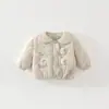 Coelhinho Feliz Menina Bebê Plus Veludo Algodão Roupas Jaqueta de Algodão Estilo Coreano Outono/Inverno Versão Coreana Cardigã Jaqueta Quente Top