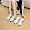 Sapatos de Treino Moral de Comércio Exterior para Mulheres, Verão Couro Genuíno Solas Grossas, Sapatos Brancos Casuais Forrest Gump com Aumento de Altura, Sapatos de Lona Baotou Meio-Slip