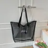 Sacola de Compras de Rede Grande Capacidade Nylon Transparente Shopping Zíper Fitness Yoga Rede Ombro Único Portátil Praia Grade