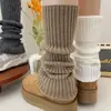 Cobre-meias de tricô cinza para mulheres, meias grossas até o meio da panturrilha para outono e inverno, combinadas com botas de neve, meias de panturrilha, aquecedores de perna y2k