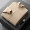 Nueva Chaqueta Cardigan de Lana para Hombre 2023 Casual de Negocios Versátil Cardigan con Cremallera 100% Lana para Hombre