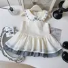 Vestido de Niña 2026 Verano Nuevo Estilo Vestido Chaleco Cuello de Encaje Cuadros Encaje Sin Mangas Vestido de Princesa Envío Transfronterizo