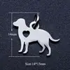 Acessórios de aço inoxidável corte a laser pingente de cachorro basset com coração vazado joia DIY de aço titânio pingente de colar