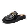 Nuevos Mocasines de Cuero de Verano para Mujer con Punta Redonda y Hebilla de Caballo, Zapatos Planos Estilo Coreano para Estudiantes