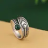 Anillo de malaquita retro de plata S925 con accesorios de joyería transfronteriza Golden Deer King para mujer, apertura de comercio exterior, joyería de plata al por mayor.
