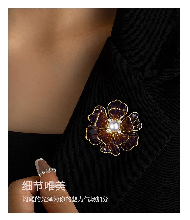 国风珐琅彩牡丹花胸针小众高级感优雅胸花新品时尚百搭