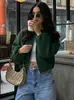 Estação Independente Transfronteiriça Europeia e Americana 2026 Amazon Moda Feminina Nova Temperamento Elegante Casual Cor Sólida Zíper Manga Longa Jaqueta Curta