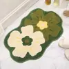 Felpudo Floral Fresco y Sencillo para Entrada de Casa, Alfombrilla Antideslizante para Dormitorio y Baño, Fácil de Cuidar, Felpudo de Cachemira Sintética
